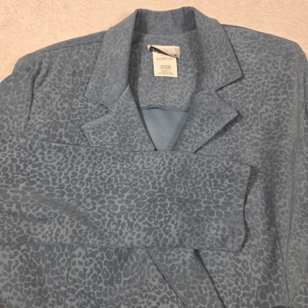 Jalate‎ Leopard Print Wrap Jacket Womens Size 7 Blue Gray Y2K Blazer